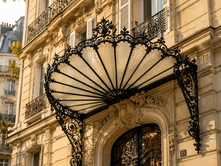 Belle Époque fan canopies in wrought iron