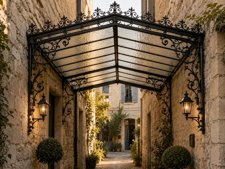 Between-walls canopies in wrought iron