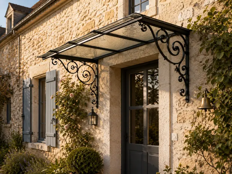 Flat door canopies collection: made-to-measure wrought iron door canopies